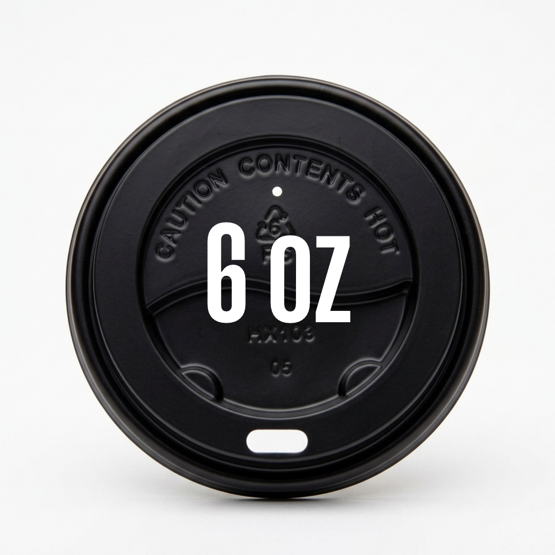 BLACK Lid For 6oz Paper Cup X1000