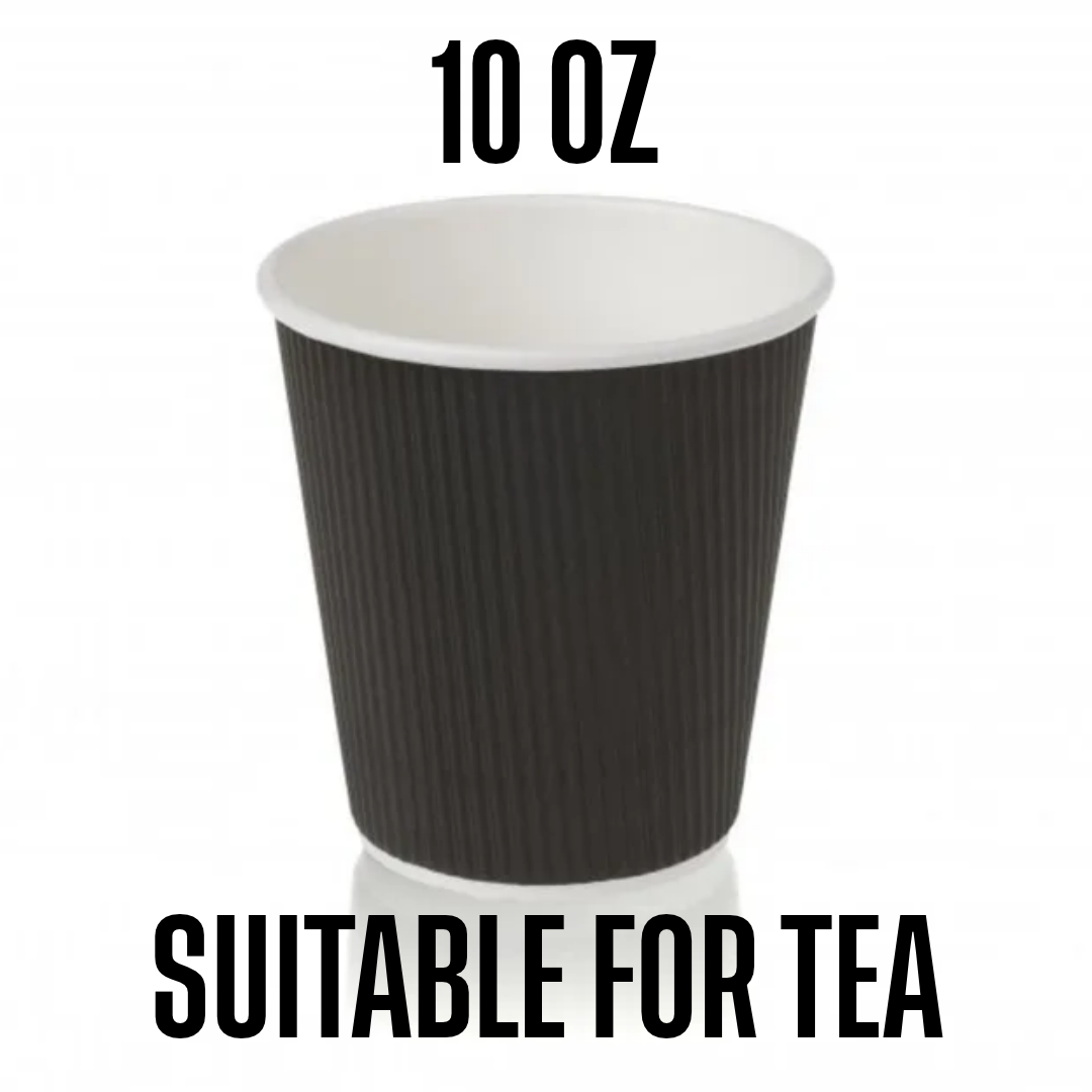 10oz Recyclable Black Ripple Paper Cup (TEA)